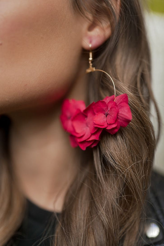 Boucles d’oreilles fleurs séchées d’hortensia – Édition Poétique (2 couleurs)